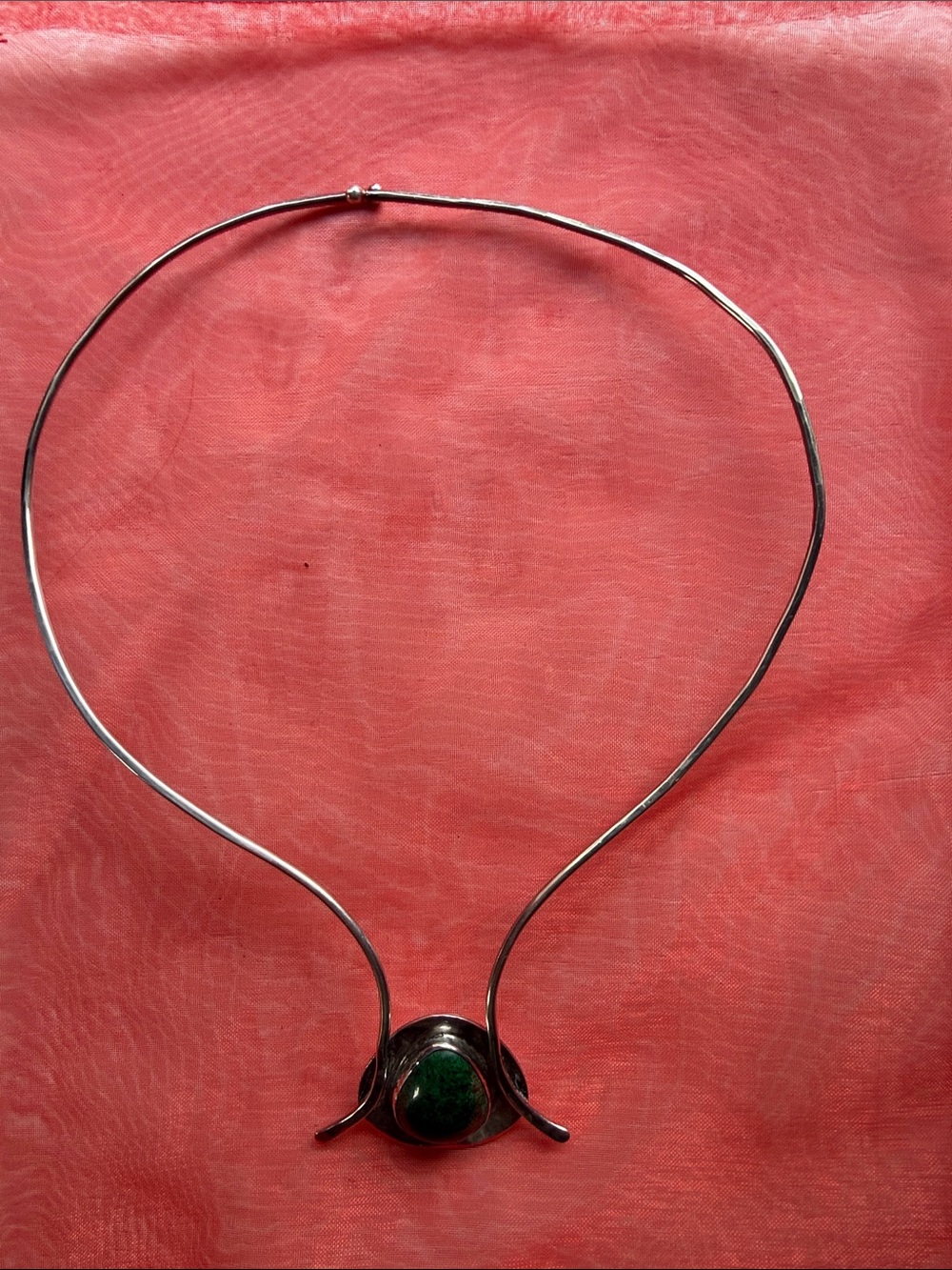 Sterling Silver Green Stone Pendant Necklace